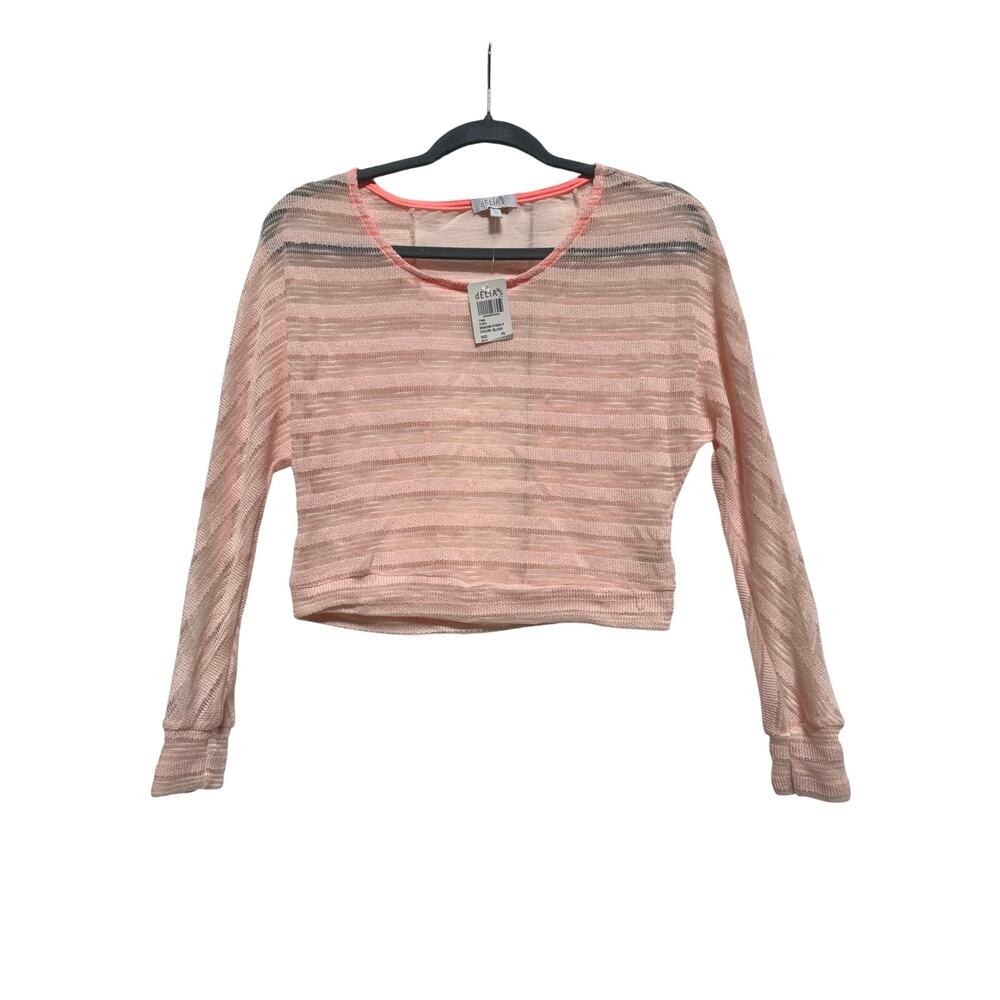 Deadstock New Delia's Knit Crop Top Women's XSStripe Blush Long Sleeve USA